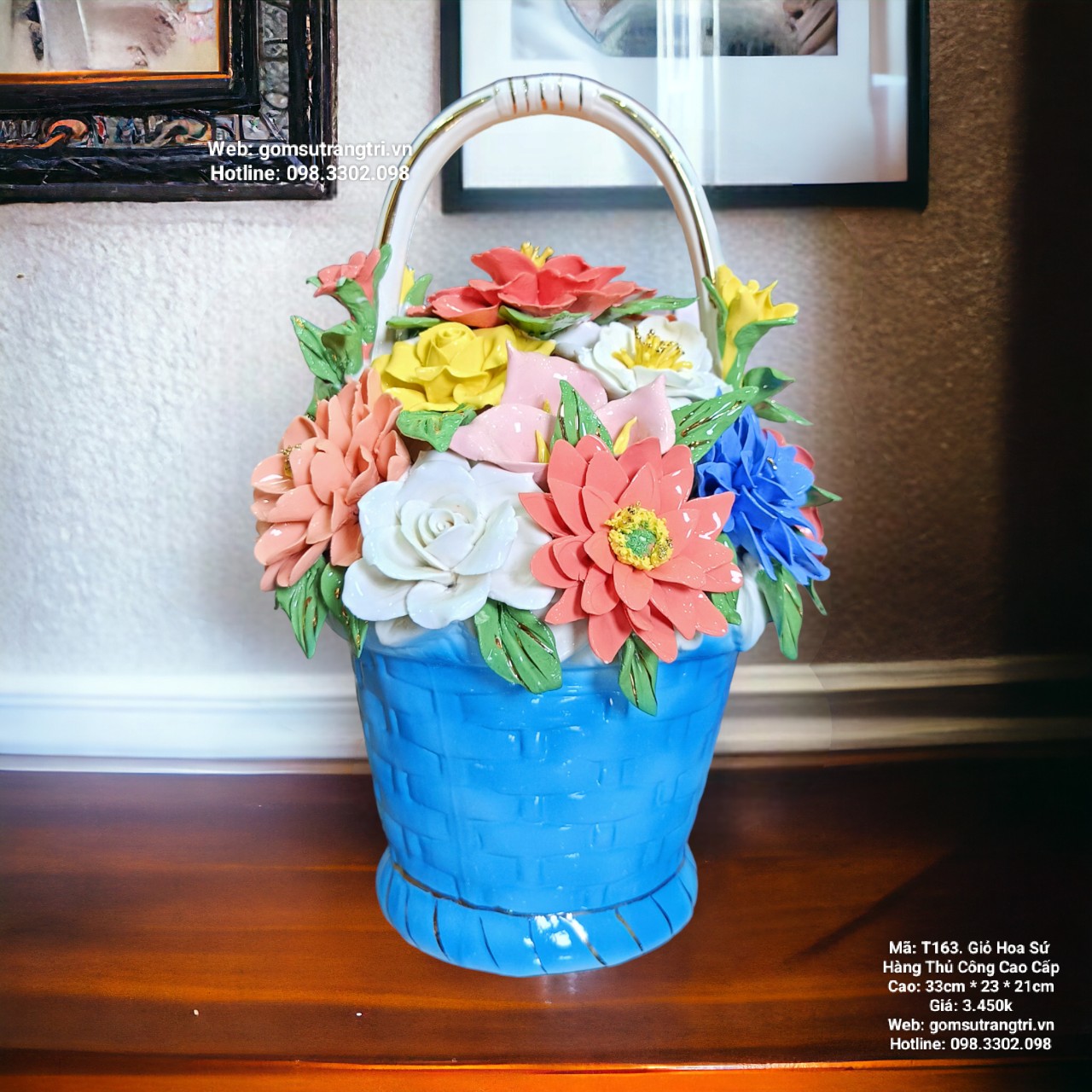 GIỎ HOA SỨ - HÀNG THỦ CÔNG CAO CẤP - Quà Tặng Tân Gia, Khai Trương, Sinh Nhật